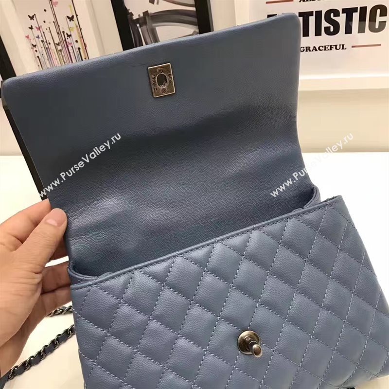 Chanel A92991 caviar lambskin tote handbag blue bag 6192