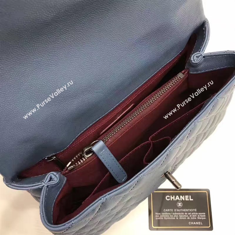 Chanel A92991 caviar lambskin tote handbag blue bag 6192