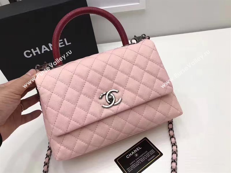 Chanel A92991 caviar lambskin tote handbag pink bag 6193