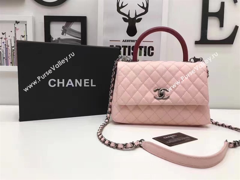 Chanel A92991 caviar lambskin tote handbag pink bag 6193