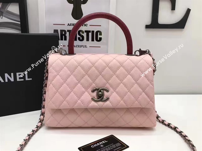 Chanel A92991 caviar lambskin tote handbag pink bag 6193