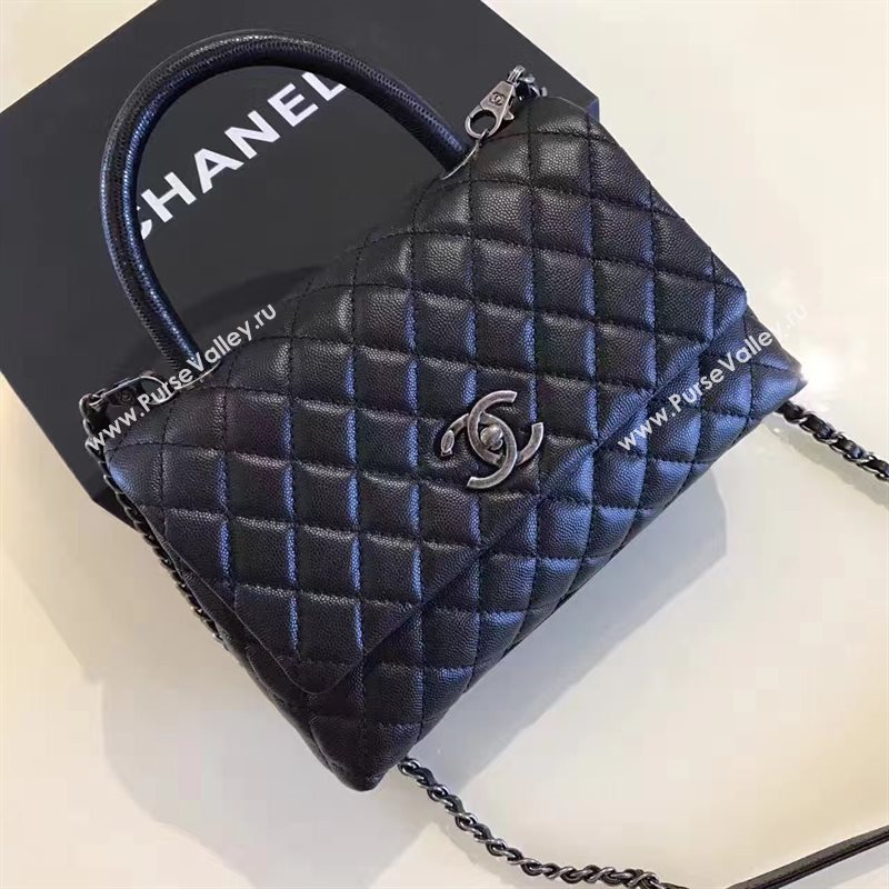 Chanel A92991 caviar lambskin tote handbag black bag 6194