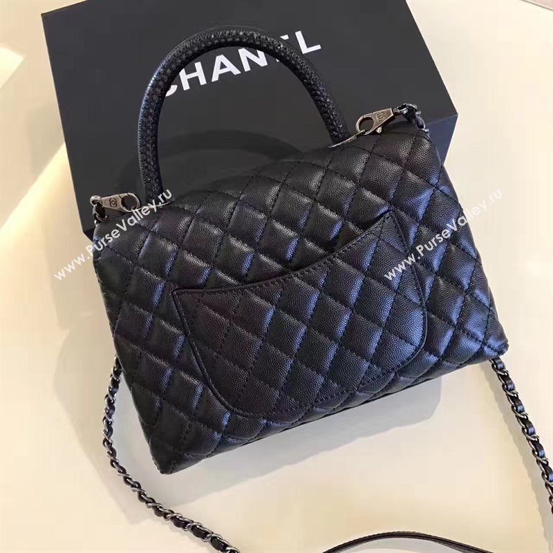 Chanel A92991 caviar lambskin tote handbag black bag 6194