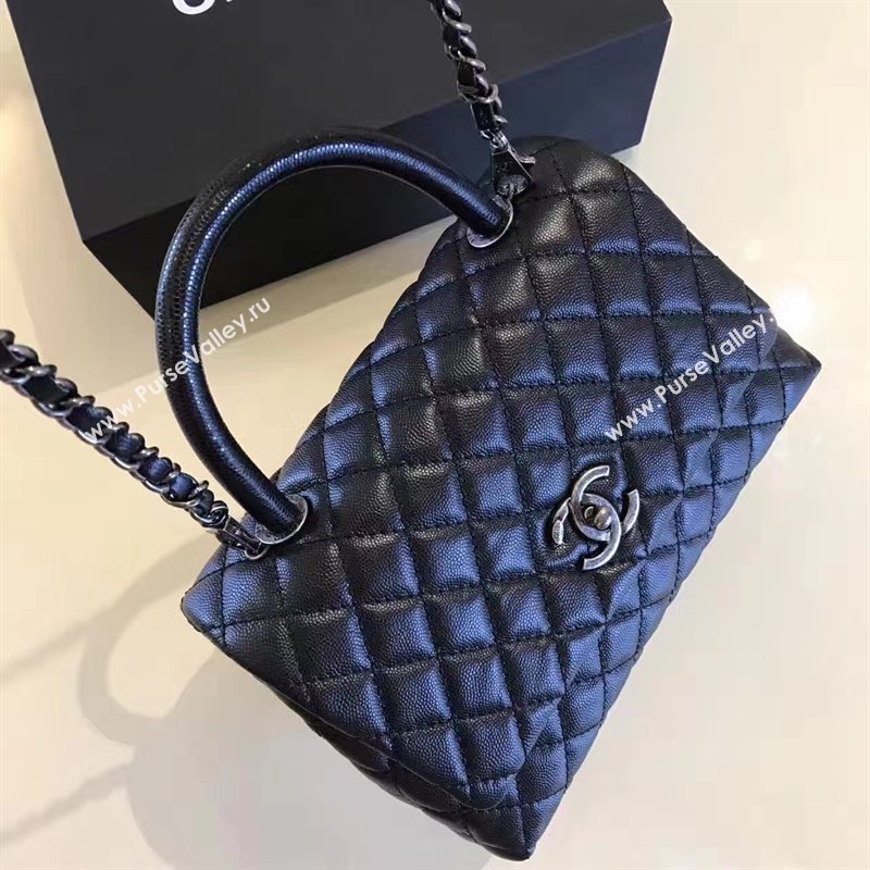 Chanel A92991 caviar lambskin tote handbag black bag 6194