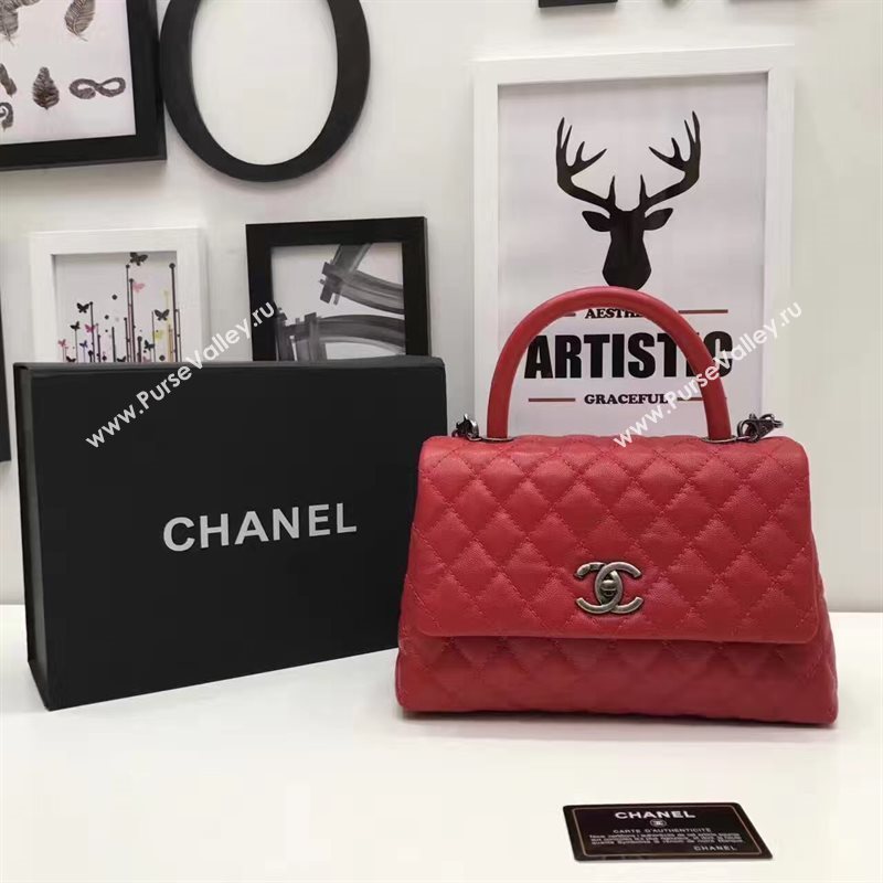Chanel A92991 caviar lambskin tote handbag red bag 6195