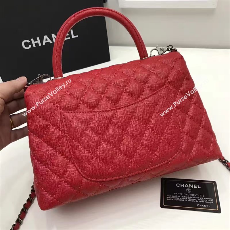 Chanel A92991 caviar lambskin tote handbag red bag 6195