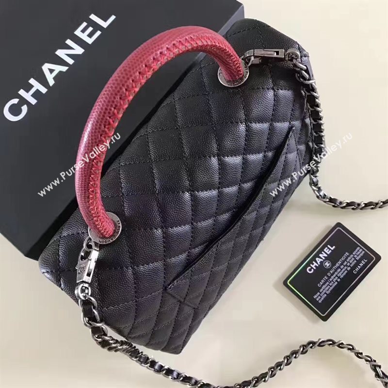 Chanel A92991 caviar lambskin tote handbag black bag 6196