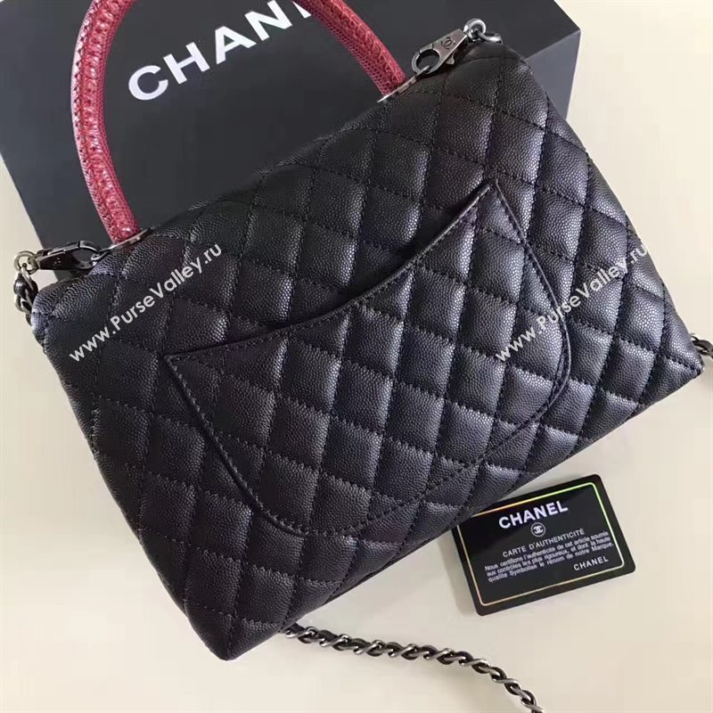 Chanel A92991 caviar lambskin tote handbag black bag 6196