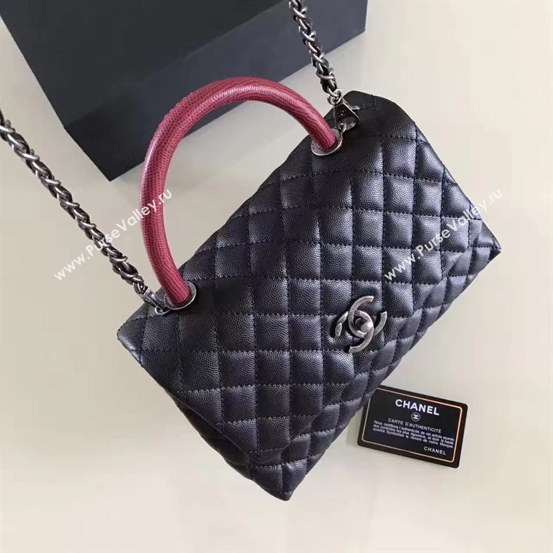 Chanel A92991 caviar lambskin tote handbag black bag 6196