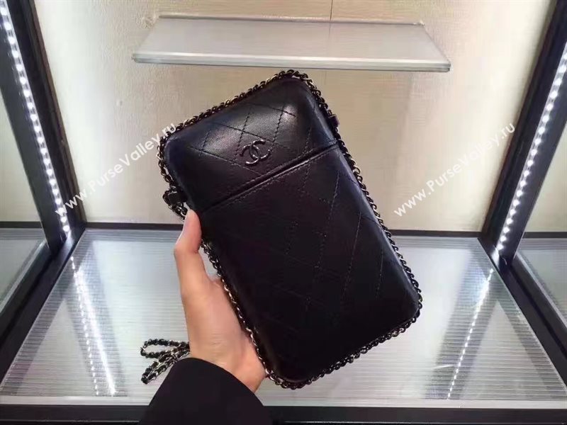 Chanel lambskin black phone handbag shoulder bag 6197