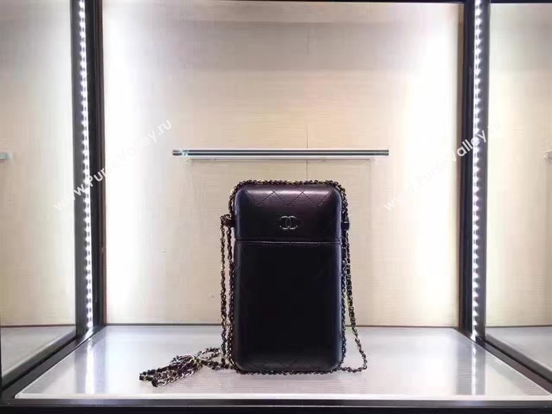 Chanel lambskin black phone handbag shoulder bag 6197