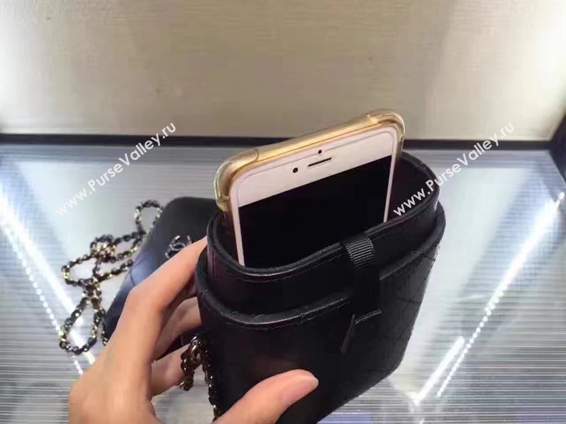 Chanel lambskin black phone handbag shoulder bag 6197