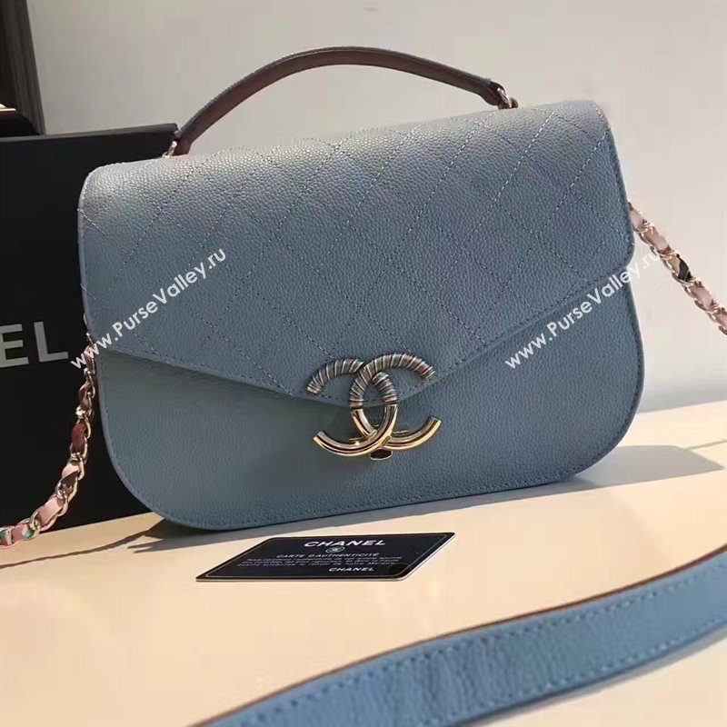 Chanel A93622 caviar lambskin blue handbag tote bag 6198