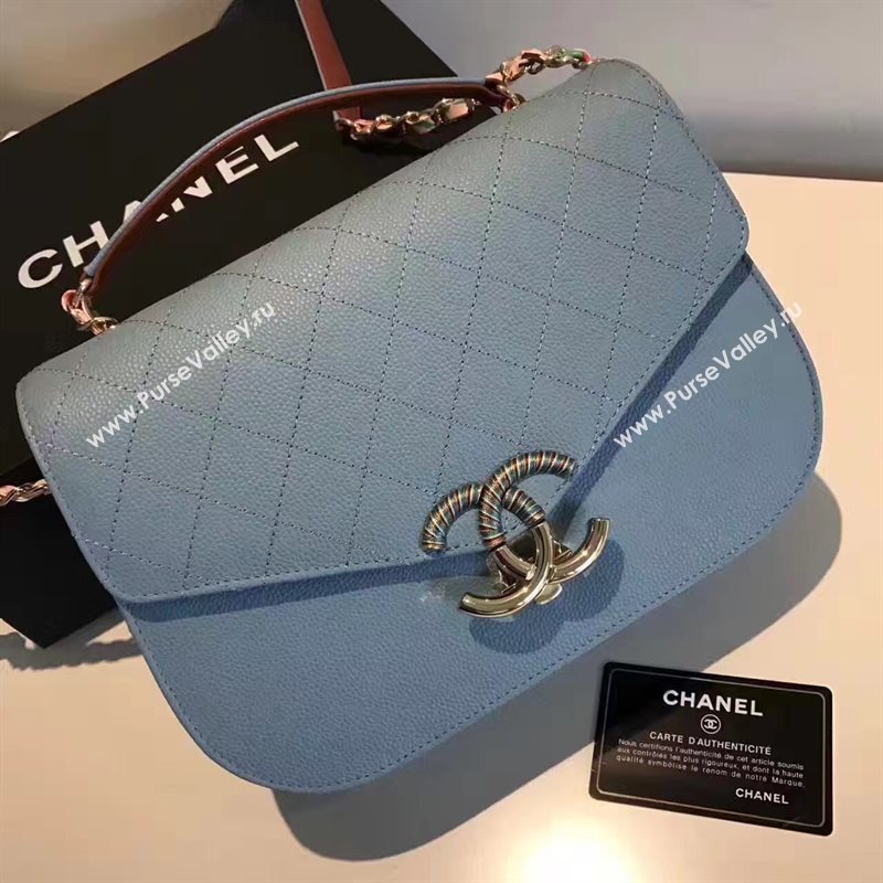 Chanel A93622 caviar lambskin blue handbag tote bag 6198