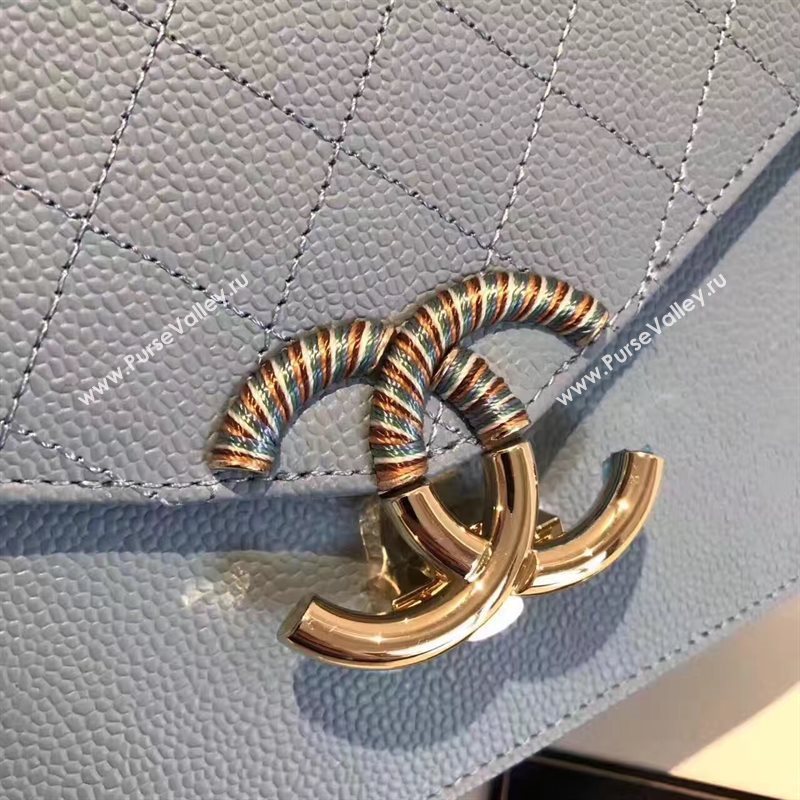 Chanel A93622 caviar lambskin blue handbag tote bag 6198