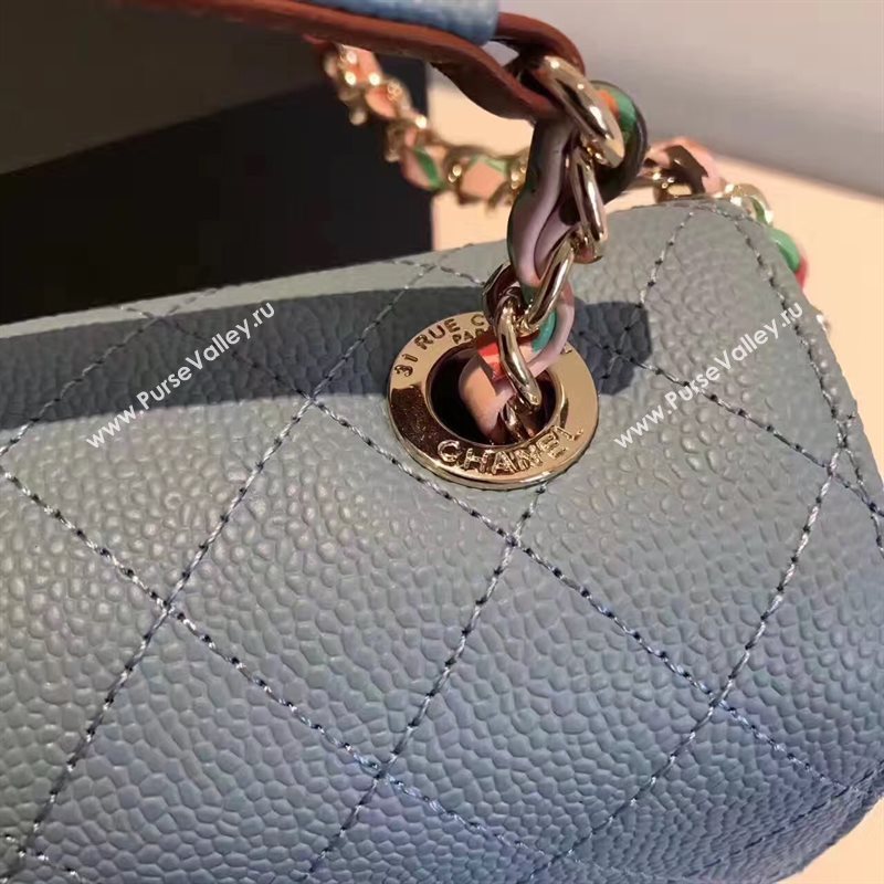 Chanel A93622 caviar lambskin blue handbag tote bag 6198