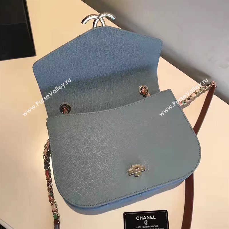 Chanel A93622 caviar lambskin blue handbag tote bag 6198