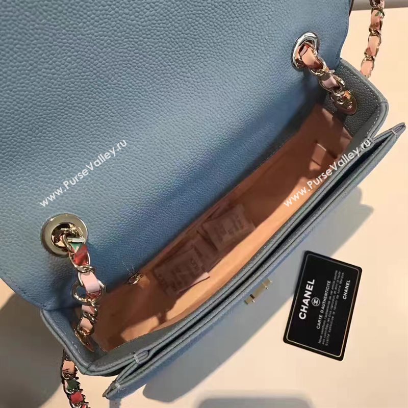 Chanel A93622 caviar lambskin blue handbag tote bag 6198