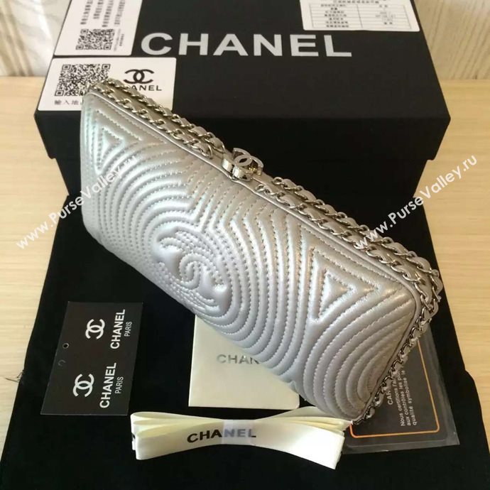 Chanel A94431 lambskin evening clutch handbag gray bag 6100