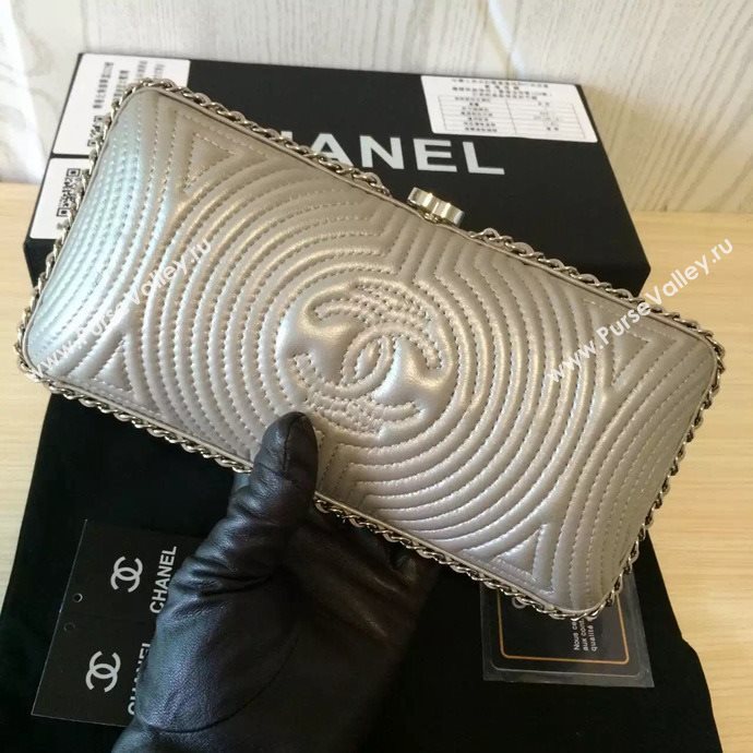 Chanel A94431 lambskin evening clutch handbag gray bag 6100