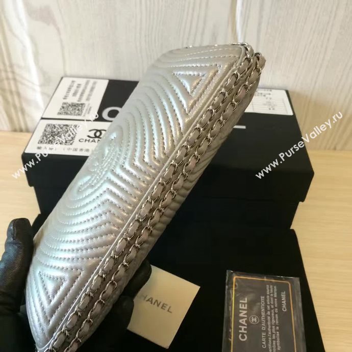 Chanel A94431 lambskin evening clutch handbag gray bag 6100