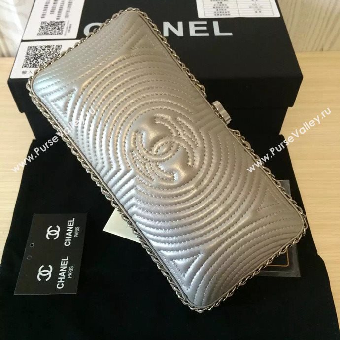 Chanel A94431 lambskin evening clutch handbag gray bag 6100
