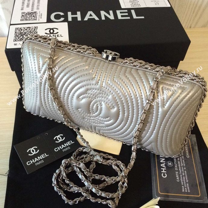 Chanel A94431 lambskin evening clutch handbag gray bag 6100