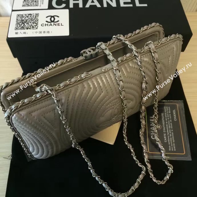 Chanel A94431 lambskin evening clutch handbag gray bag 6100
