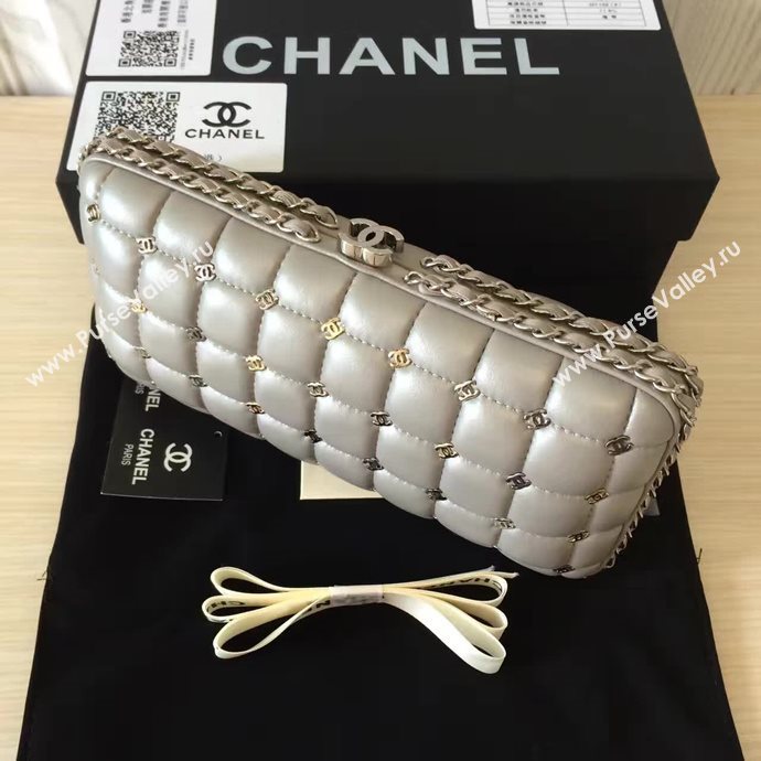 Chanel A94433 lambskin evening clutch handbag gray bag 6102