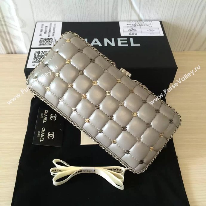 Chanel A94433 lambskin evening clutch handbag gray bag 6102