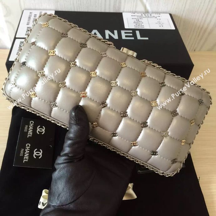 Chanel A94433 lambskin evening clutch handbag gray bag 6102
