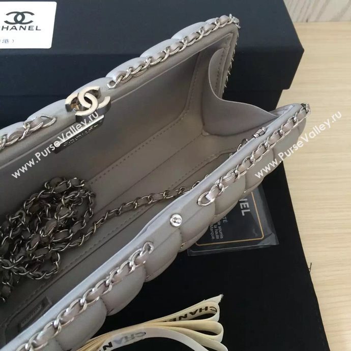 Chanel A94433 lambskin evening clutch handbag gray bag 6102