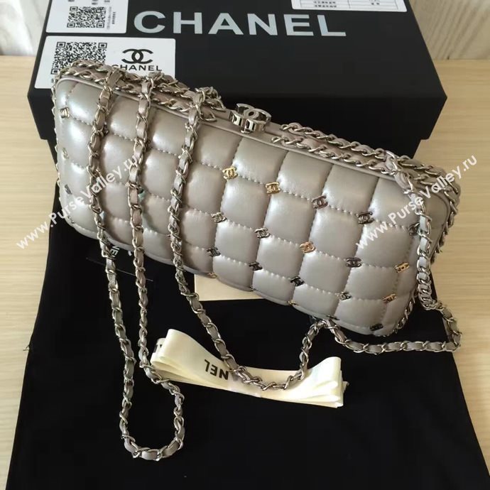 Chanel A94433 lambskin evening clutch handbag gray bag 6102