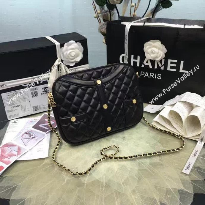 Chanel A91386 lambskin shoulder handbag black bag 6104