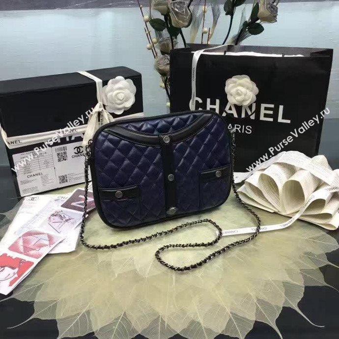 Chanel A91386 lambskin shoulder handbag blue bag 6105