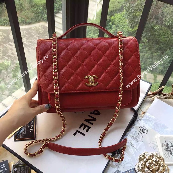 Chanel A79291 caviar lambskin shoulder red tote bag 6107