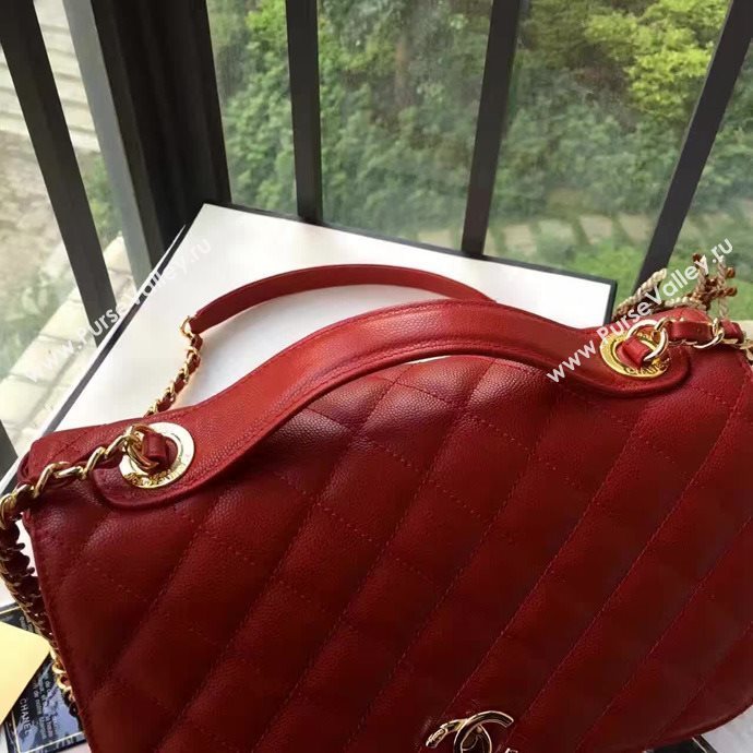 Chanel A79291 caviar lambskin shoulder red tote bag 6107