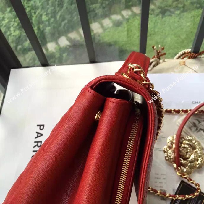 Chanel A79291 caviar lambskin shoulder red tote bag 6107