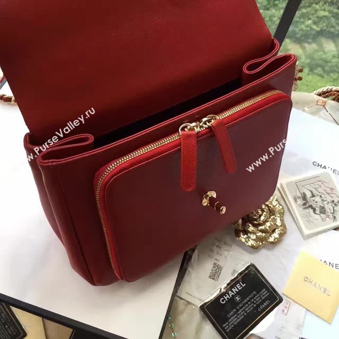 Chanel A79291 caviar lambskin shoulder red tote bag 6107