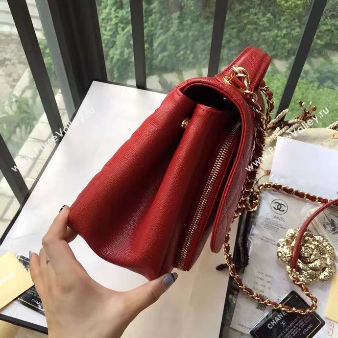 Chanel A79291 caviar lambskin shoulder red tote bag 6107