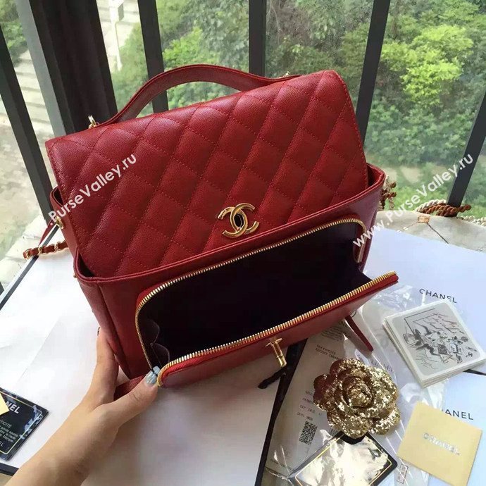 Chanel A79291 caviar lambskin shoulder red tote bag 6107