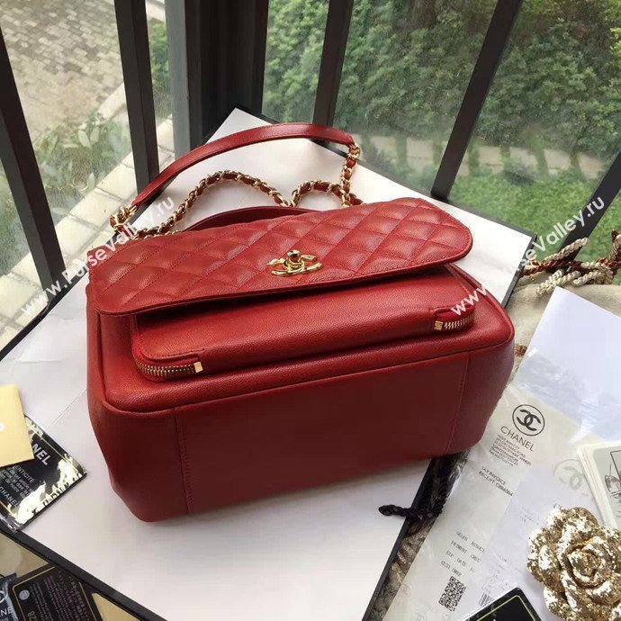 Chanel A79291 caviar lambskin shoulder red tote bag 6107