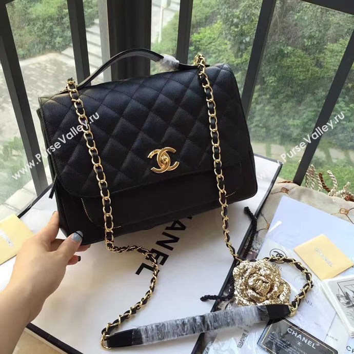 Chanel A79291 caviar lambskin shoulder black tote bag 6108