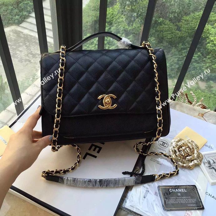 Chanel A79291 caviar lambskin shoulder black tote bag 6108