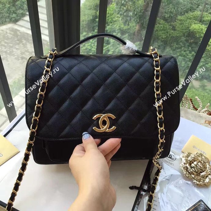 Chanel A79291 caviar lambskin shoulder black tote bag 6108