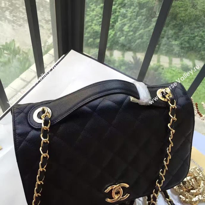 Chanel A79291 caviar lambskin shoulder black tote bag 6108