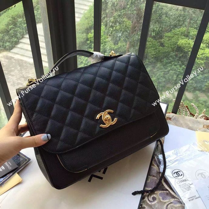 Chanel A79291 caviar lambskin shoulder black tote bag 6108