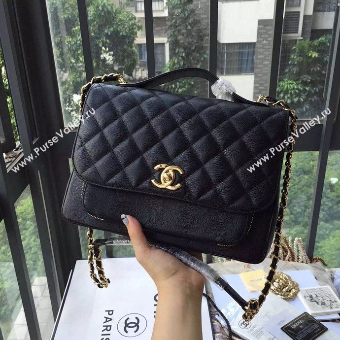 Chanel A79291 caviar lambskin shoulder black tote bag 6108