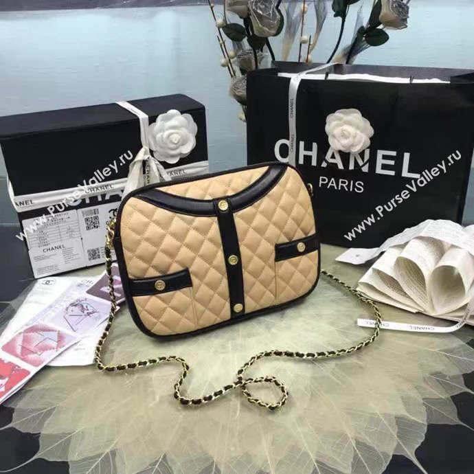 Chanel A91386 lambskin shoulder handbag apricot bag 6111