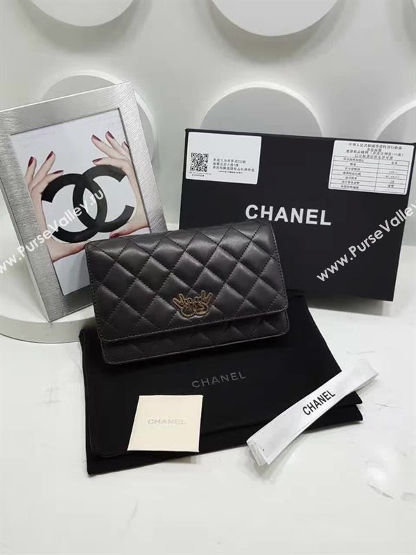 Chanel A32257 lambskin small woc handbag black bag 6112